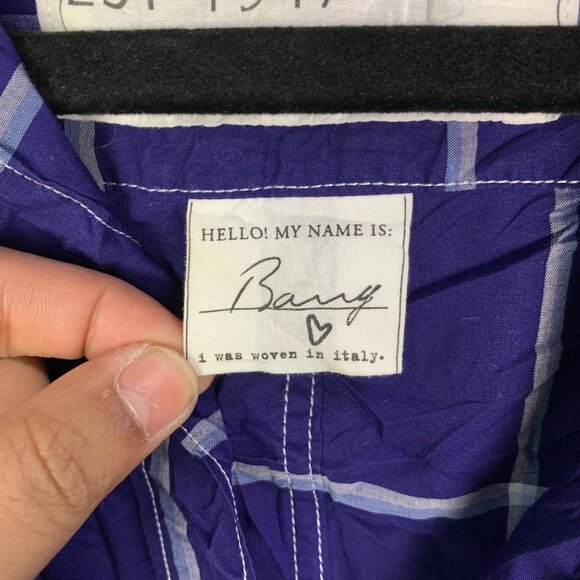 Frank & Eileen Barry Small Plaid Button-Up‎ Shirt In Blue & White Italy - Picture 4 of 12